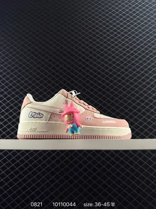 Nike Air Force 1 Low Beige and Pink Graphic Patchwork Lifestyle Sneakers 2