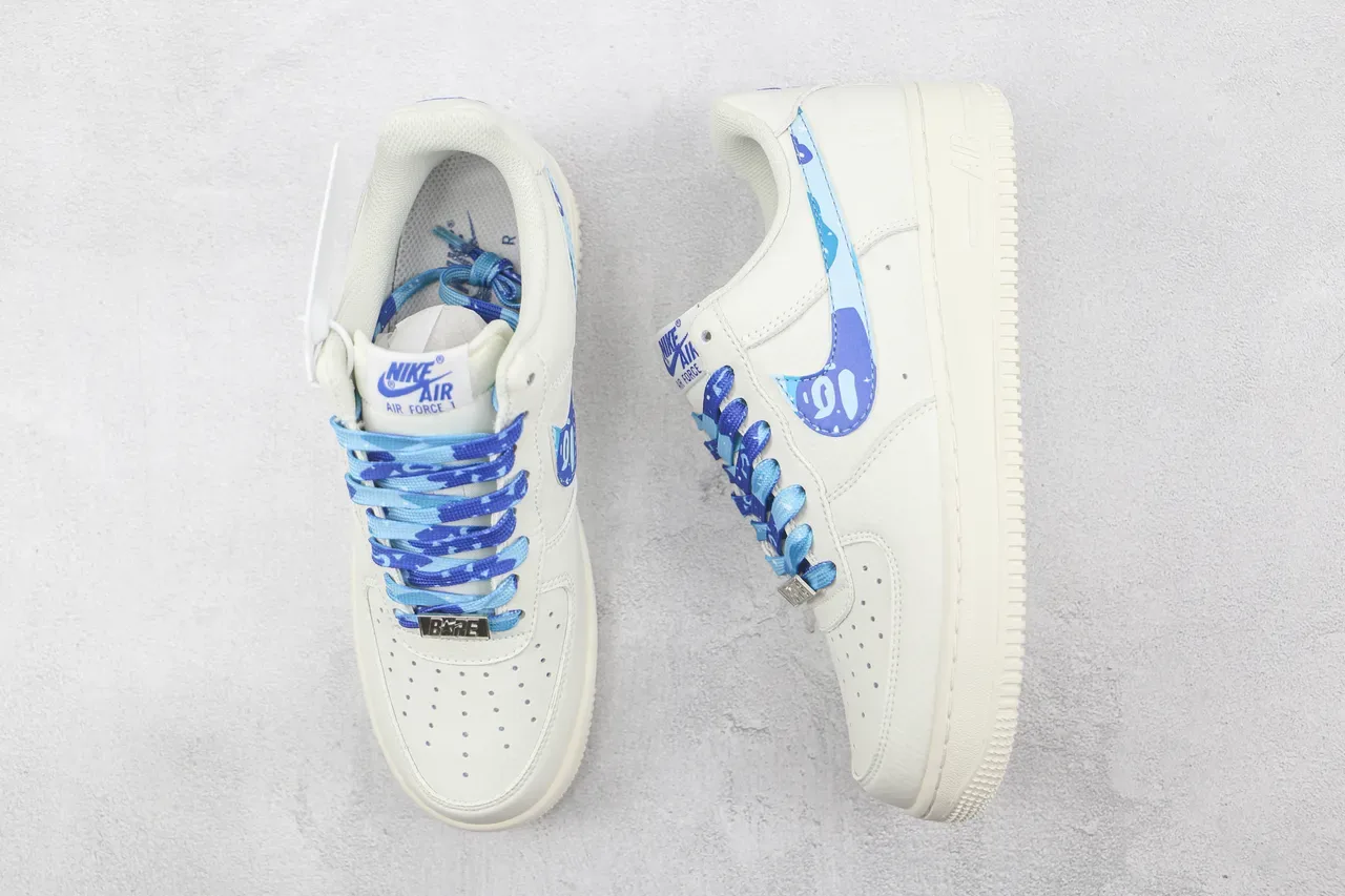 Nike Air Force 1 Low Off-White Blue Camo Lifestyle Sneakers 3