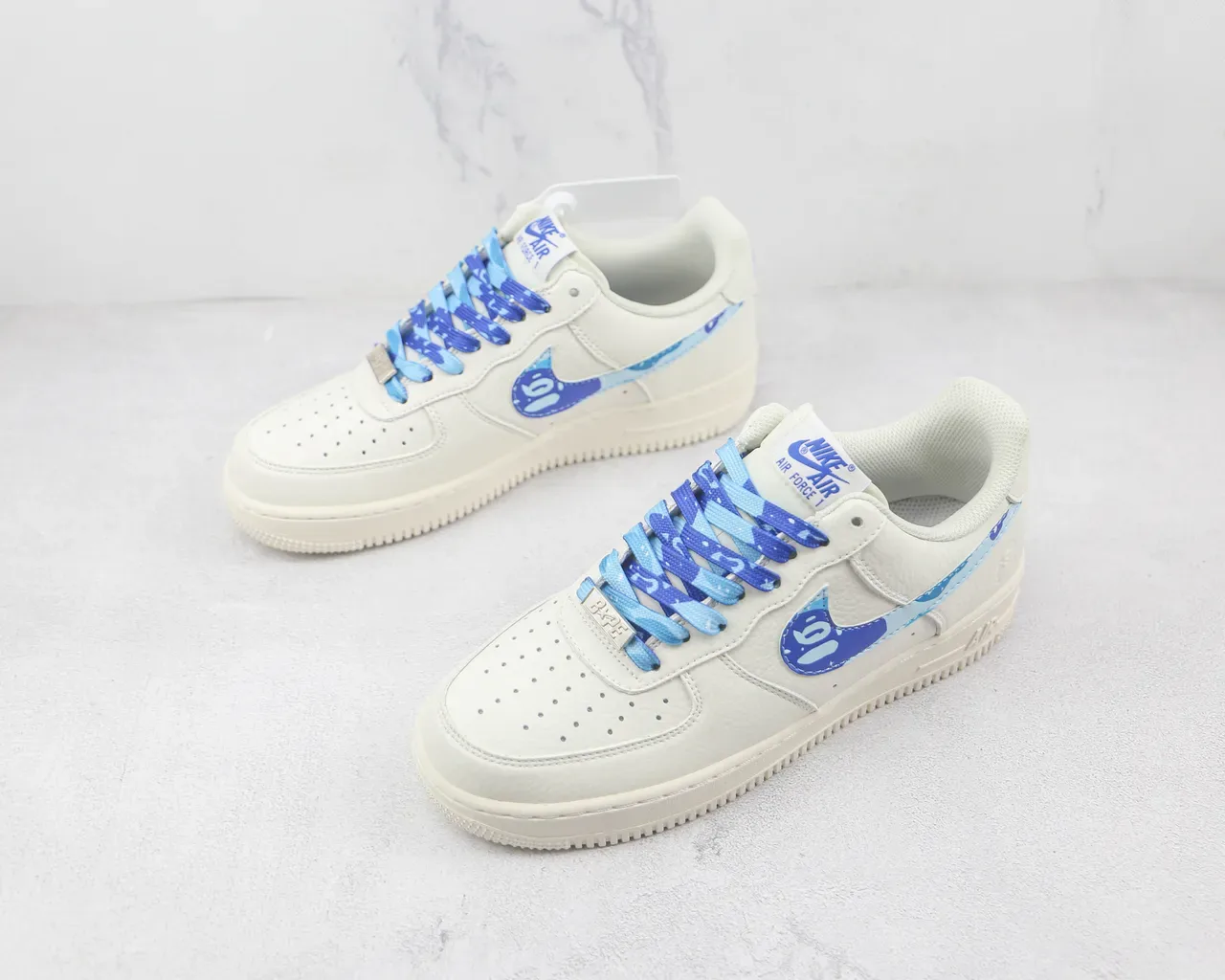 Nike Air Force 1 Low Off-White Blue Camo Lifestyle Sneakers 4