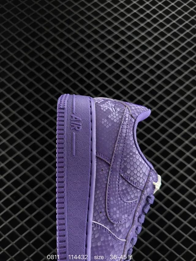 Nike Air Force 1 Low Purple Snake-Texture Lifestyle Sneakers 3