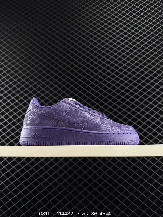 Nike Air Force 1 Low Purple Snake-Texture Lifestyle Sneakers 5
