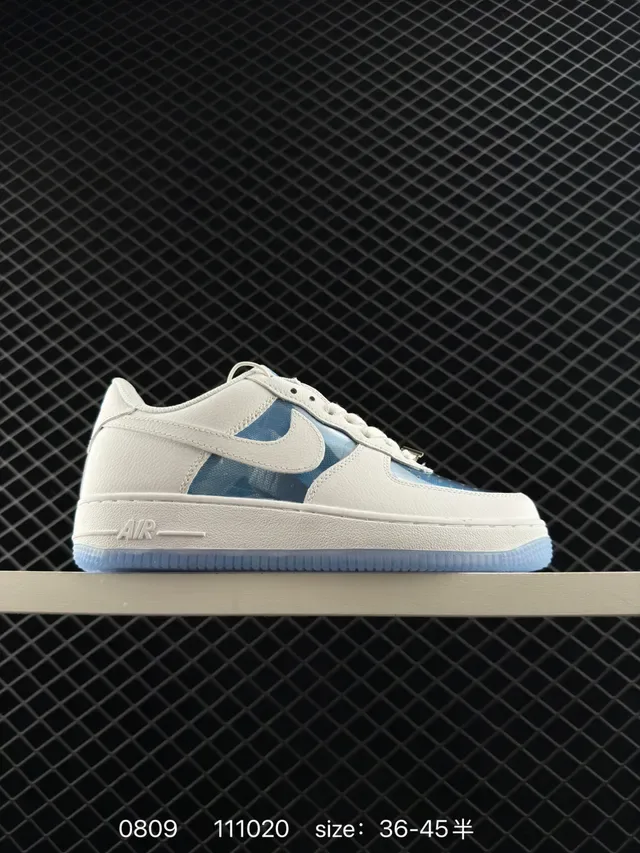Nike Air Force 1 Low White and Translucent Blue Lifestyle Sneakers 7