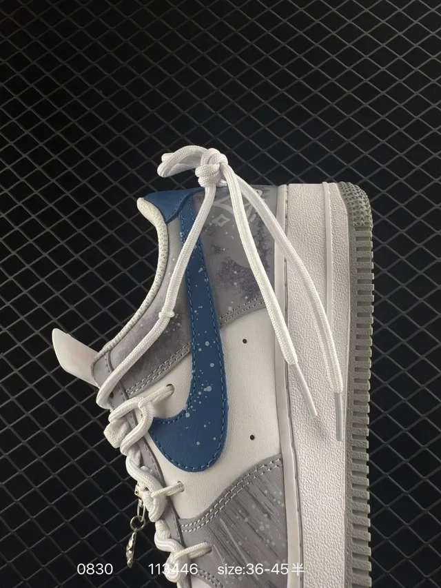 Nike Air Force 1 Low White Blue Speckled Lifestyle Sneakers 3