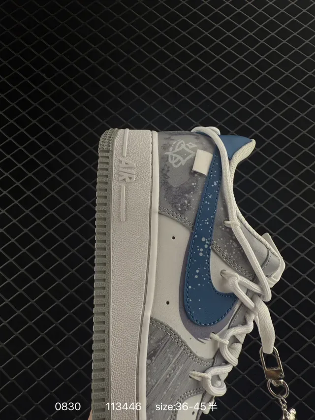Nike Air Force 1 Low White Blue Speckled Lifestyle Sneakers 4
