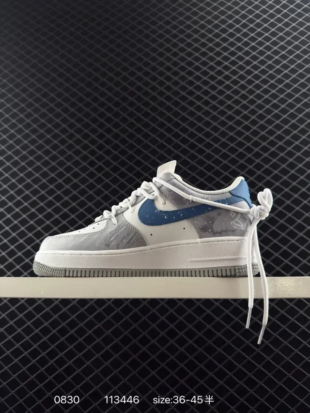 Nike Air Force 1 Low White Blue Speckled Lifestyle Sneakers 6