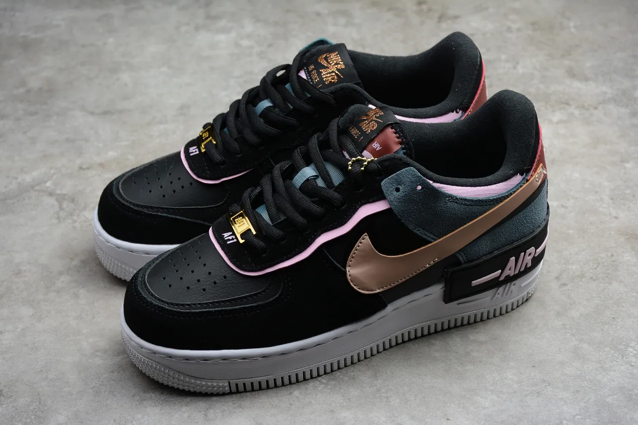 Nike Air Force 1 Platform Black Pink Beige Teal Lifestyle Sneakers 11