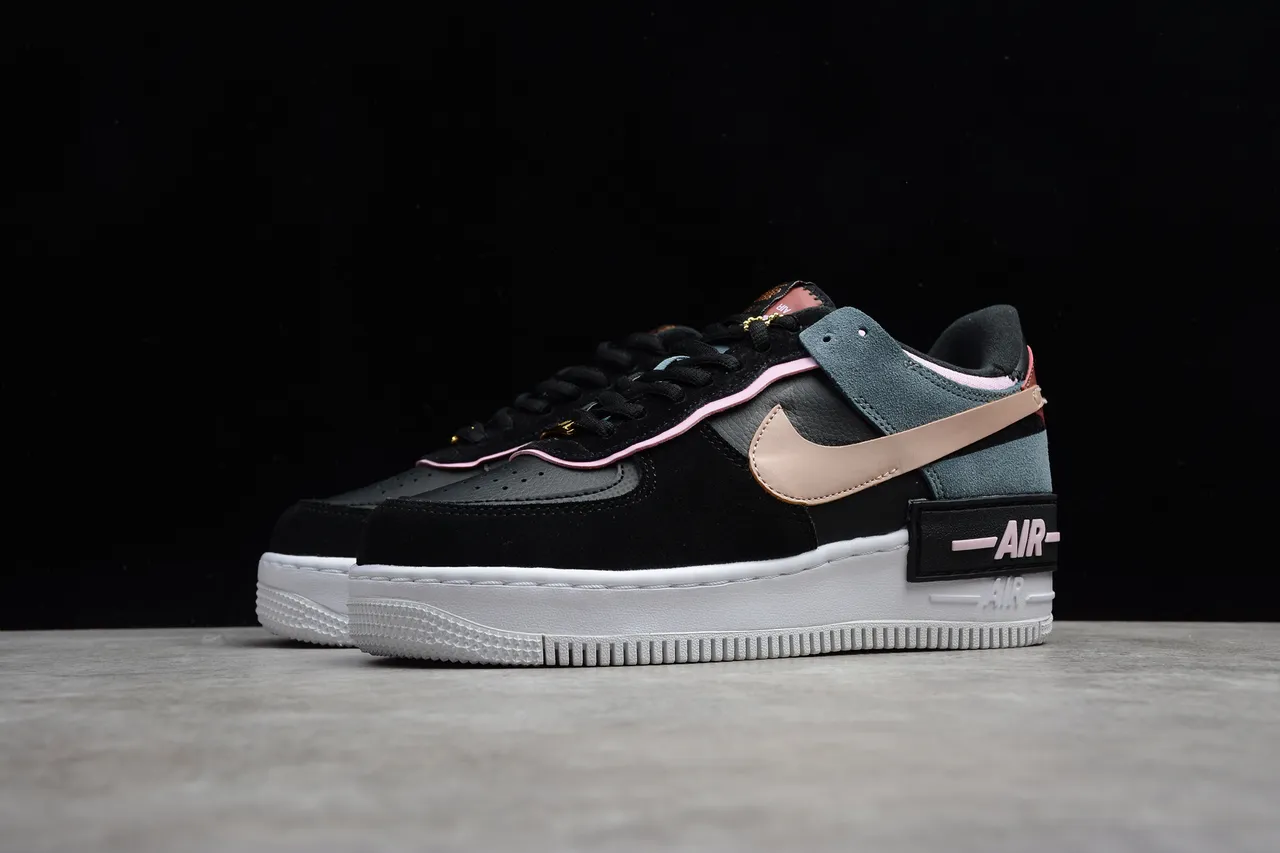 Nike Air Force 1 Platform Black Pink Beige Teal Lifestyle Sneakers 16