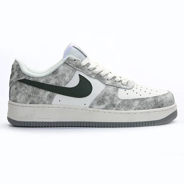 Nike Air Force 1 Speckled Silver and Green Lifestyle Sneakers 8