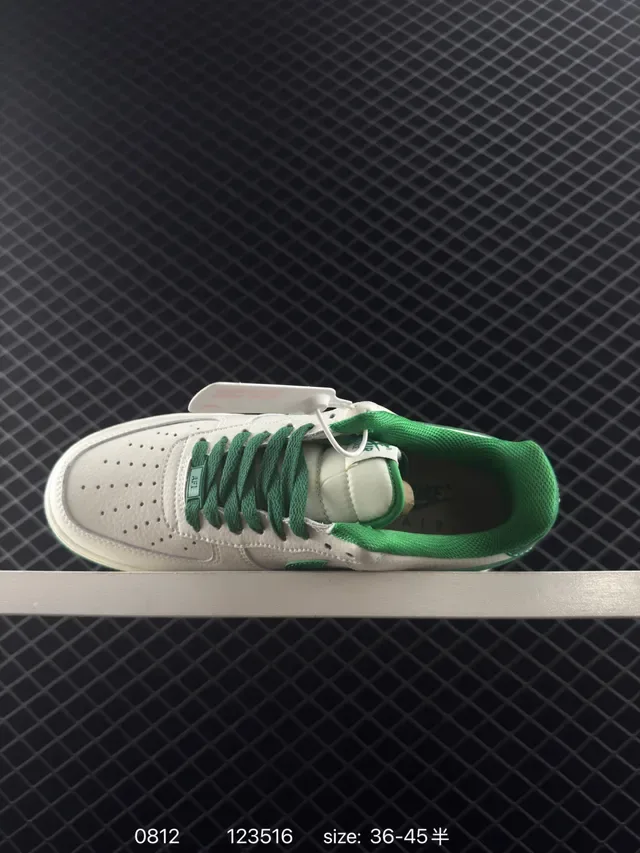 Nike Air Force 1 White and Green Lifestyle Sneakers 4