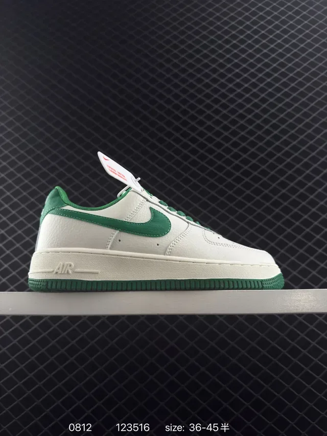 Nike Air Force 1 White and Green Lifestyle Sneakers 6