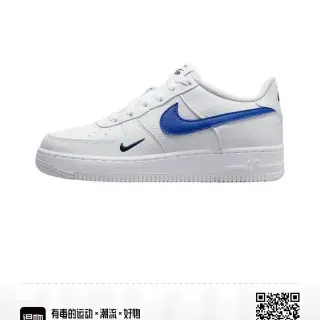 Nike Air Force 1 White and Royal Blue Lifestyle Sneakers
