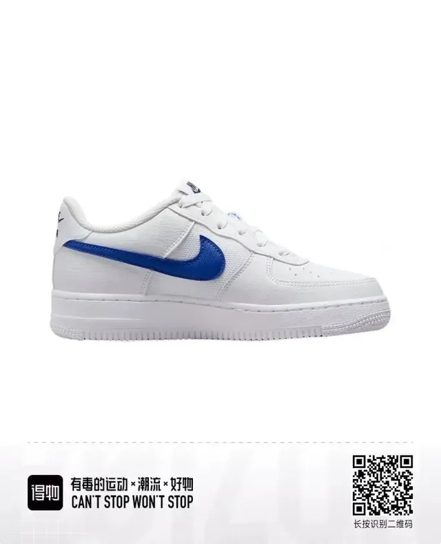 Nike Air Force 1 White and Royal Blue Lifestyle Sneakers 2