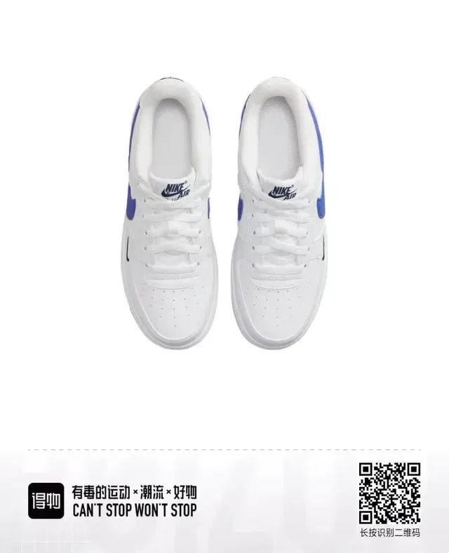 Nike Air Force 1 White and Royal Blue Lifestyle Sneakers 4