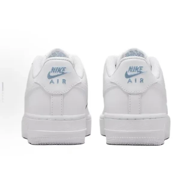 Nike Air Force 1 White Blue Low-Top Smooth Leather Upper Lifestyle Sneakers 3
