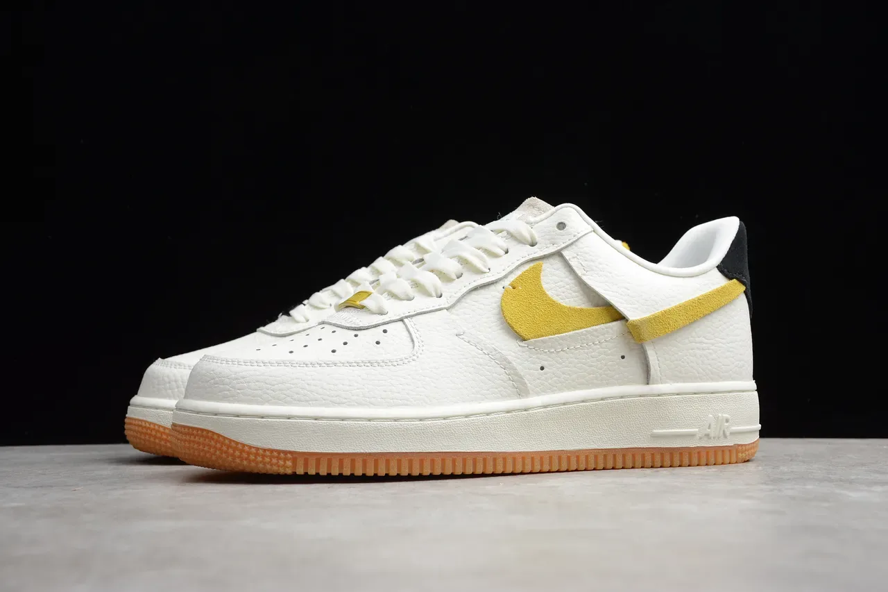 Nike Air Force 1 White Gold Suede Lifestyle Sneakers 6