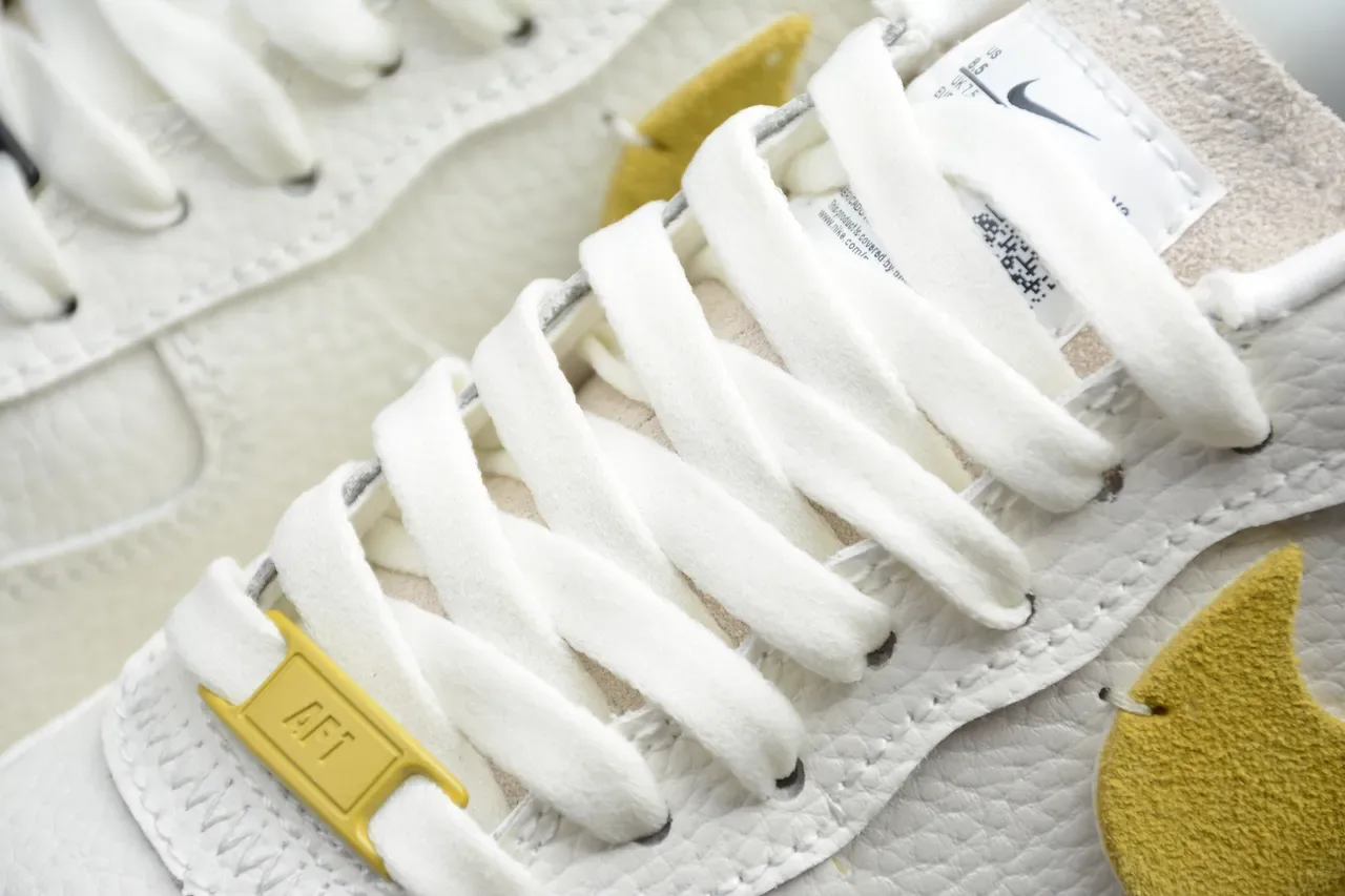Nike Air Force 1 White Gold Suede Lifestyle Sneakers 14