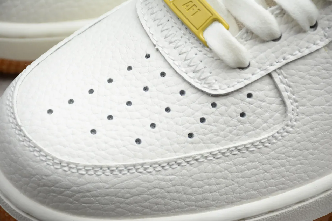 Nike Air Force 1 White Gold Suede Lifestyle Sneakers 15