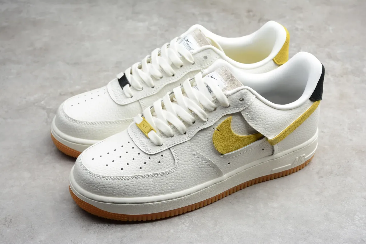 Nike Air Force 1 White Gold Suede Lifestyle Sneakers 16