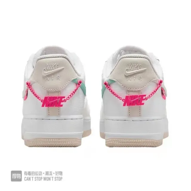 Nike Air Force 1 White Pink Chain Lifestyle Sneakers 5