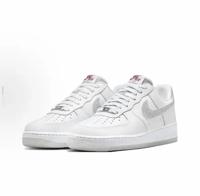 Nike Air Force 1 White Silver Glitter Lifestyle Sneakers 3