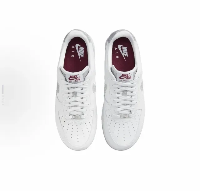 Nike Air Force 1 White Silver Glitter Lifestyle Sneakers 4