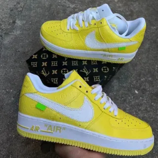 Nike Air Force 1 Yellow Embossed Monogram Lifestyle Sneakers