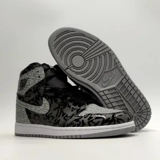 Nike Air Jordan 1 Graffiti Print Black Gray Basketball Shoes