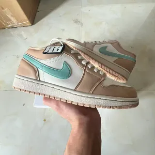 Nike Air Jordan 1 Low Beige and Mint Green Lifestyle Sneakers