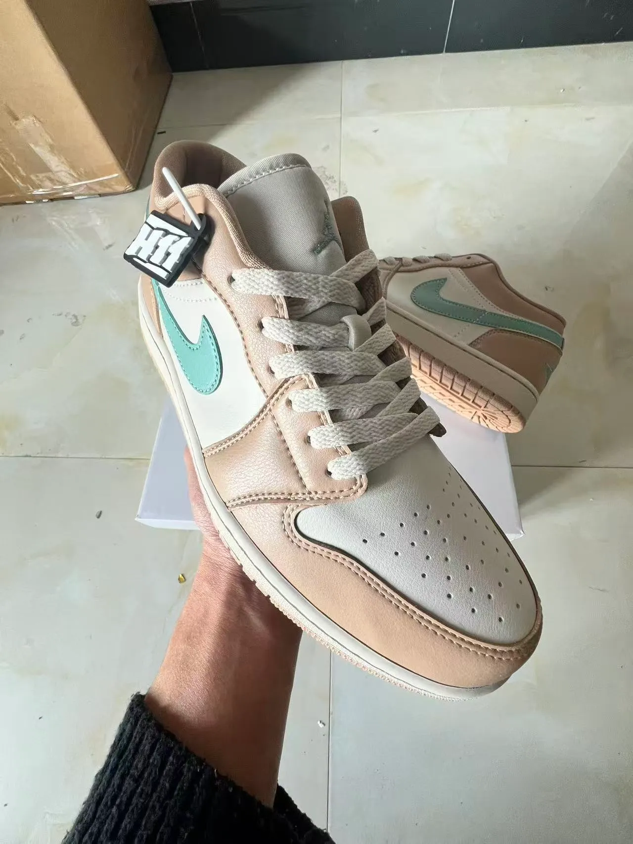Nike Air Jordan 1 Low Beige and Mint Green Lifestyle Sneakers 2