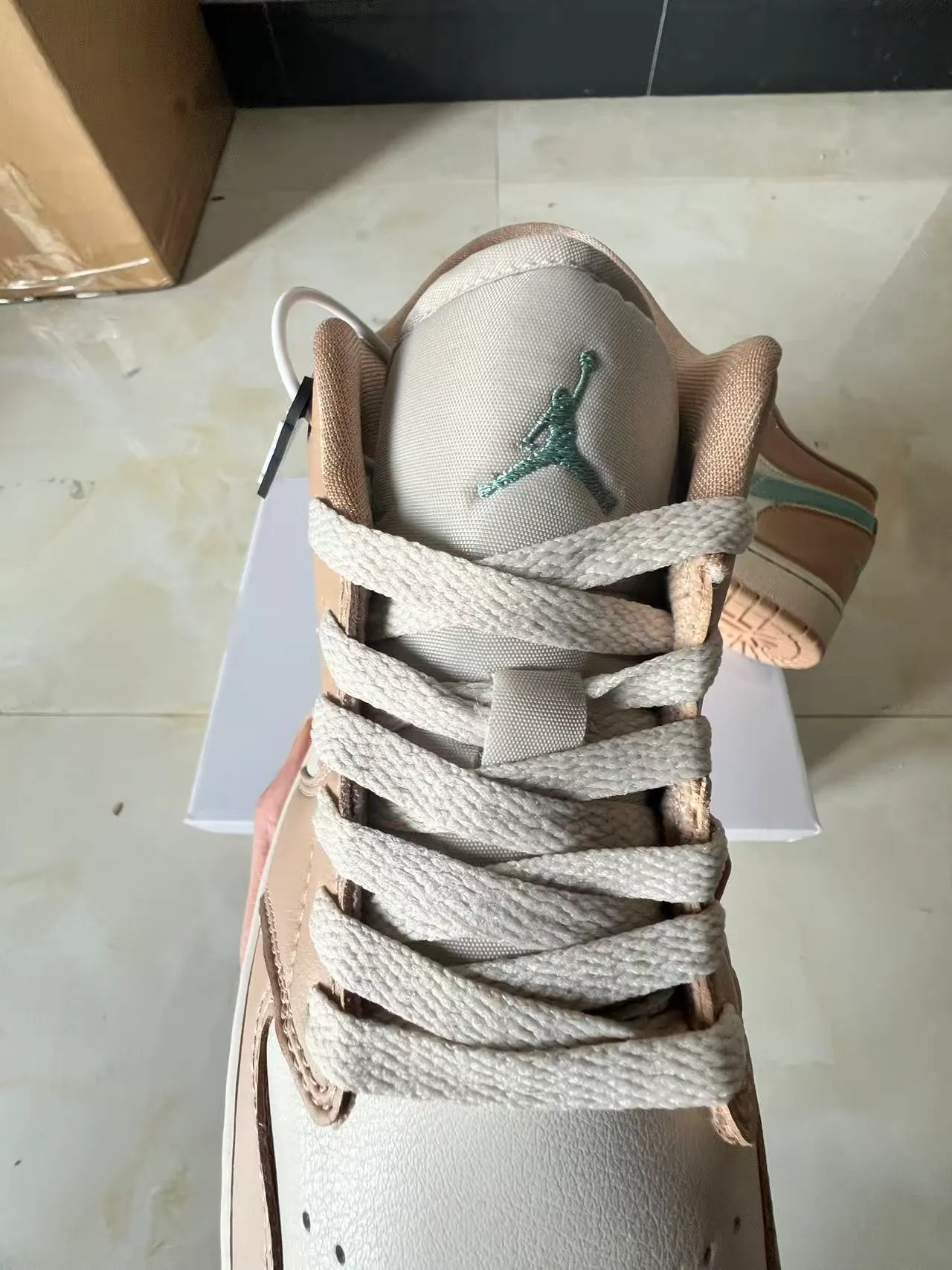 Nike Air Jordan 1 Low Beige and Mint Green Lifestyle Sneakers 4