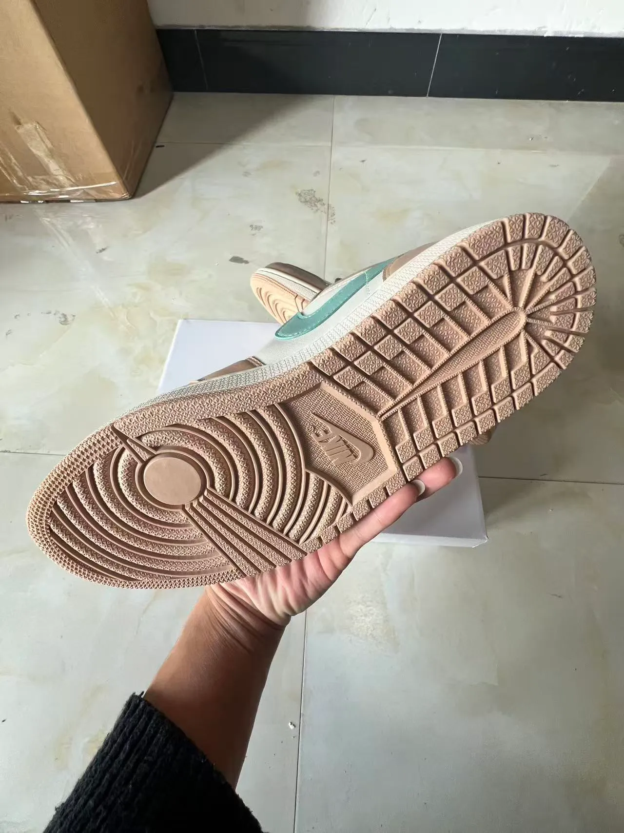Nike Air Jordan 1 Low Beige and Mint Green Lifestyle Sneakers 6