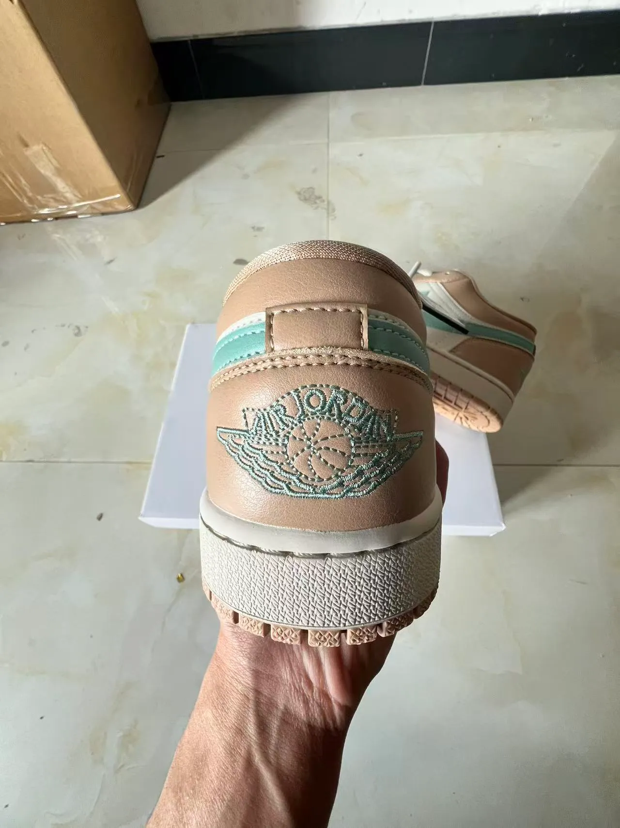 Nike Air Jordan 1 Low Beige and Mint Green Lifestyle Sneakers 8