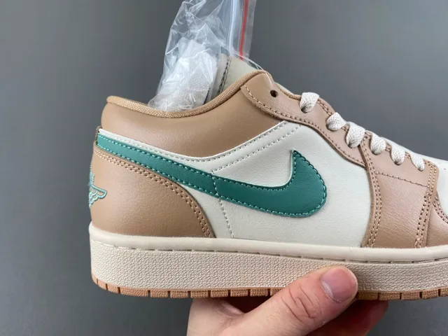 Nike Air Jordan 1 Low Beige and Mint Green Lifestyle Sneakers 3
