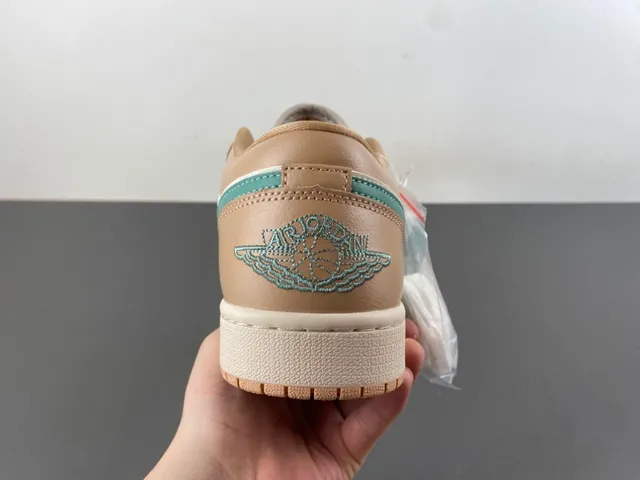 Nike Air Jordan 1 Low Beige and Mint Green Lifestyle Sneakers 4