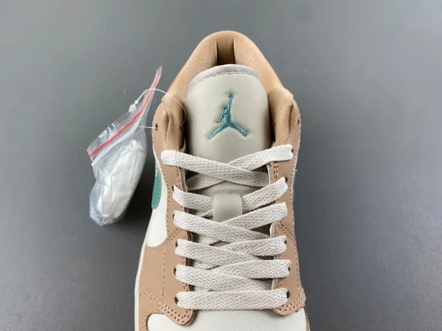Nike Air Jordan 1 Low Beige and Mint Green Lifestyle Sneakers 5