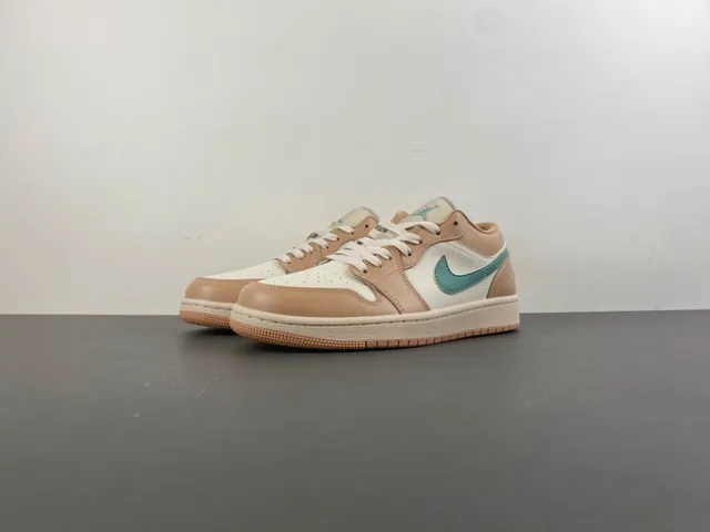 Nike Air Jordan 1 Low Beige and Mint Green Lifestyle Sneakers 10