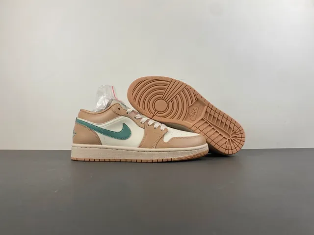 Nike Air Jordan 1 Low Beige and Mint Green Lifestyle Sneakers 12