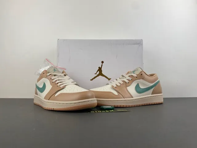 Nike Air Jordan 1 Low Beige and Mint Green Lifestyle Sneakers 13