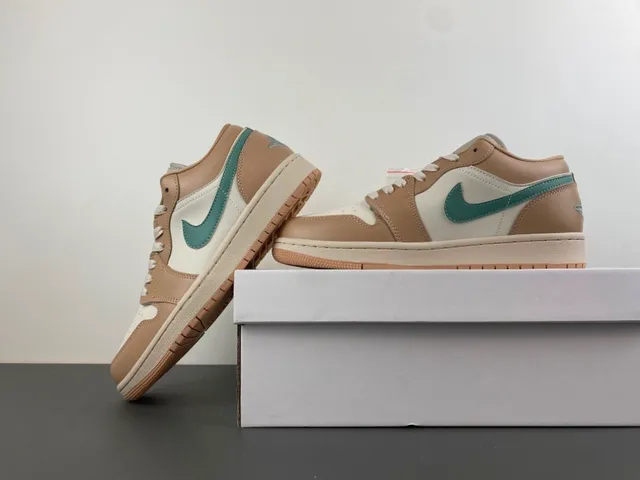 Nike Air Jordan 1 Low Beige and Mint Green Lifestyle Sneakers 14