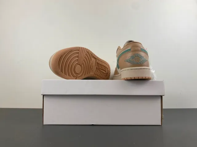 Nike Air Jordan 1 Low Beige and Mint Green Lifestyle Sneakers 16