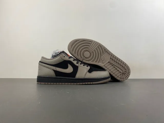 Nike Air Jordan 1 Low Beige Black Orange Lifestyle Sneakers 12