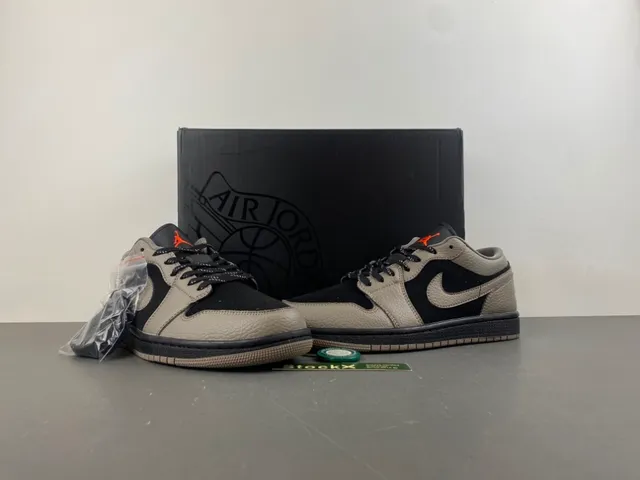 Nike Air Jordan 1 Low Beige Black Orange Lifestyle Sneakers 13