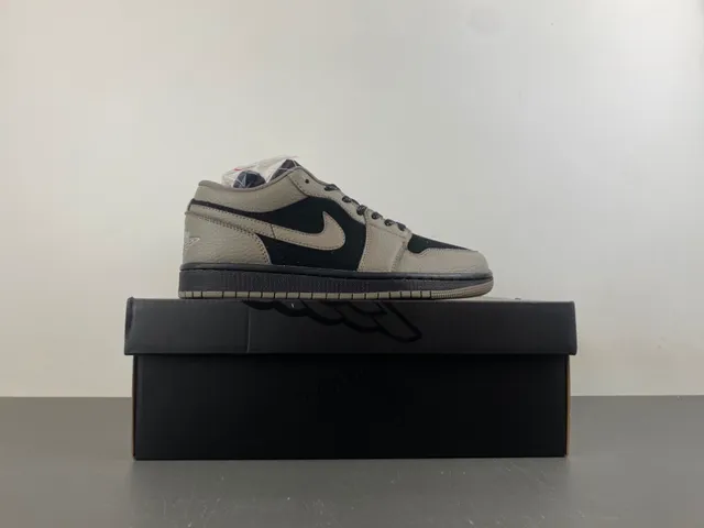 Nike Air Jordan 1 Low Beige Black Orange Lifestyle Sneakers 15