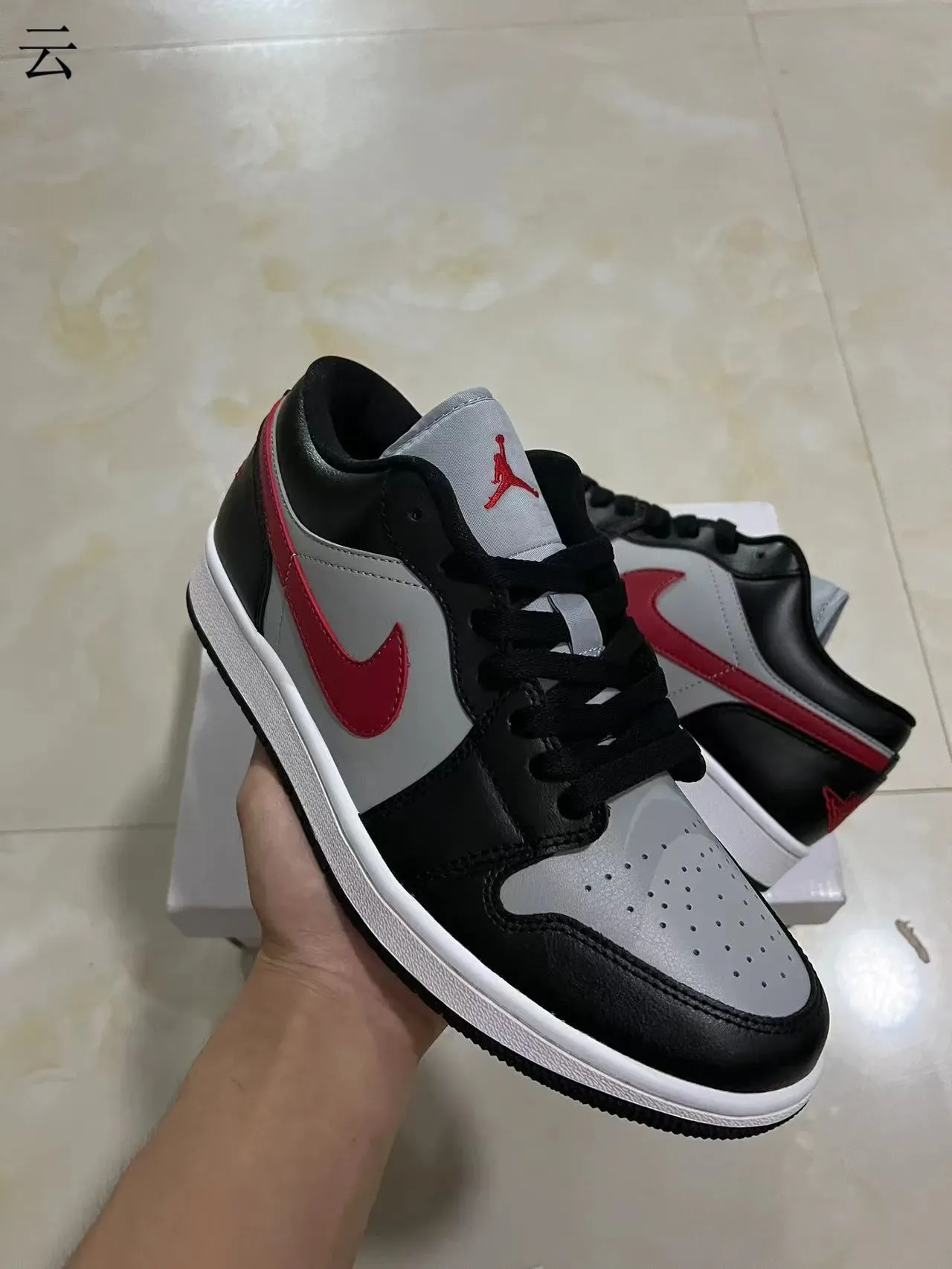 Nike Air Jordan 1 Low Black Gray Red Lifestyle Sneakers 2