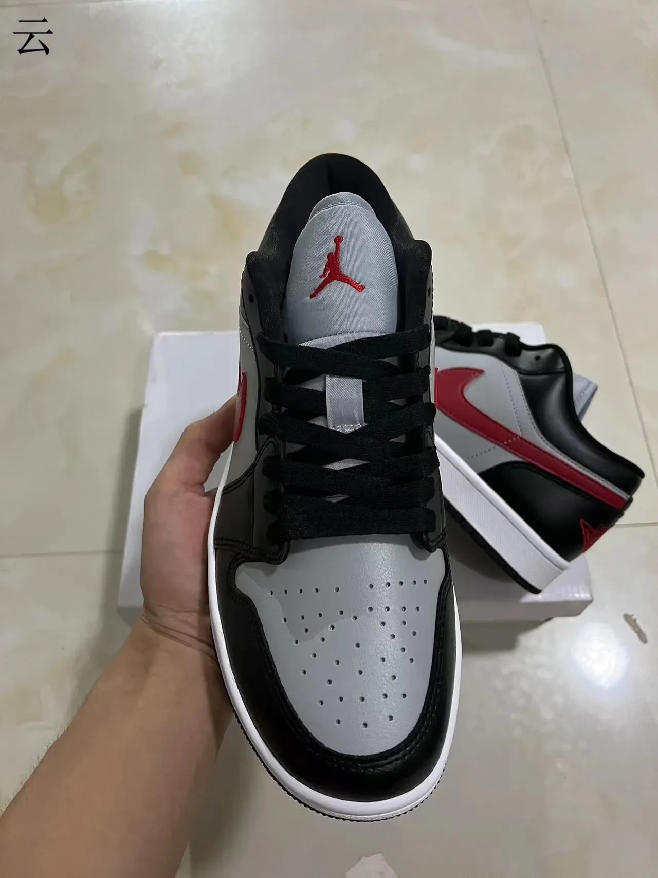 Nike Air Jordan 1 Low Black Gray Red Lifestyle Sneakers 3