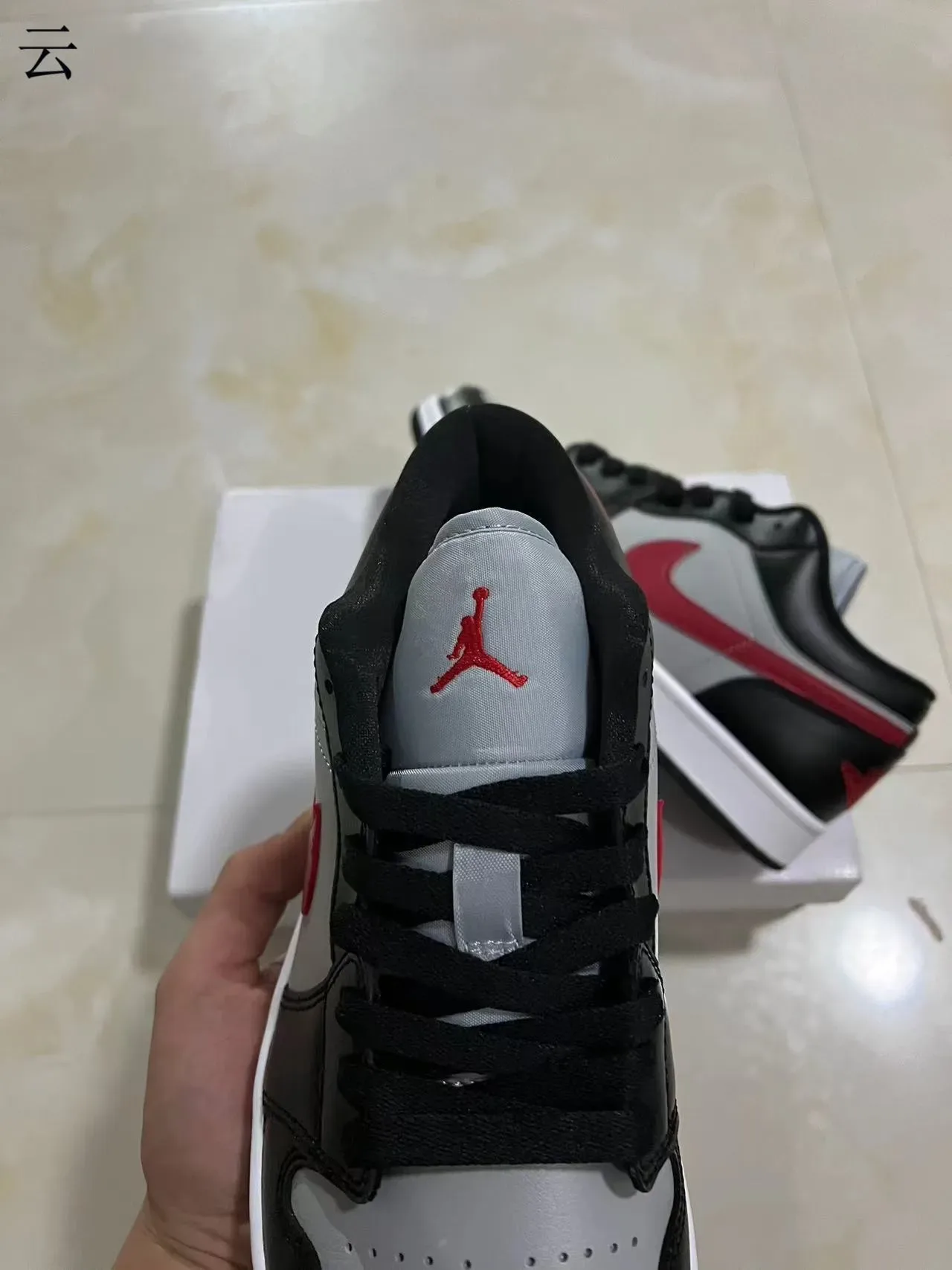 Nike Air Jordan 1 Low Black Gray Red Lifestyle Sneakers 4