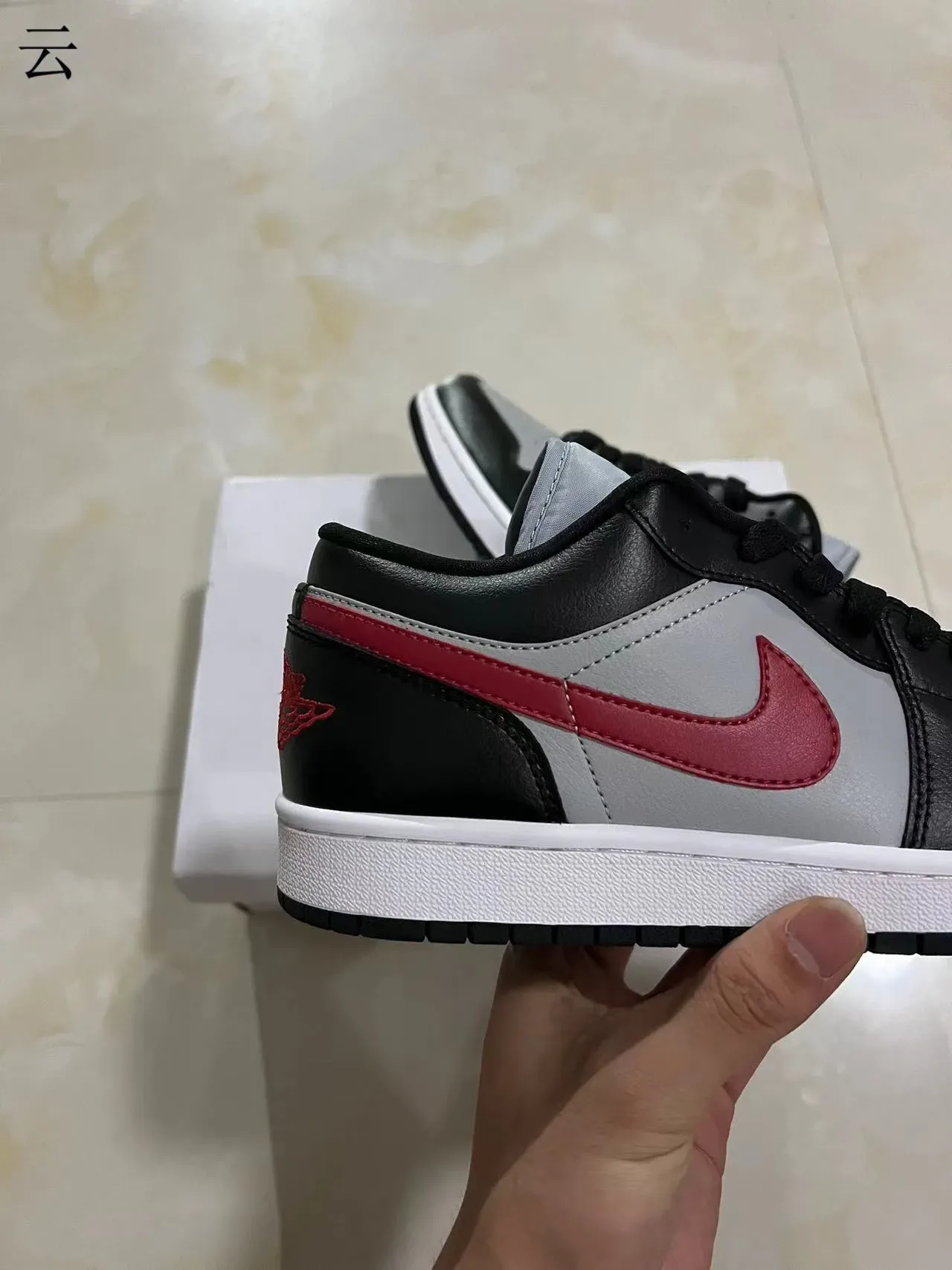 Nike Air Jordan 1 Low Black Gray Red Lifestyle Sneakers 7