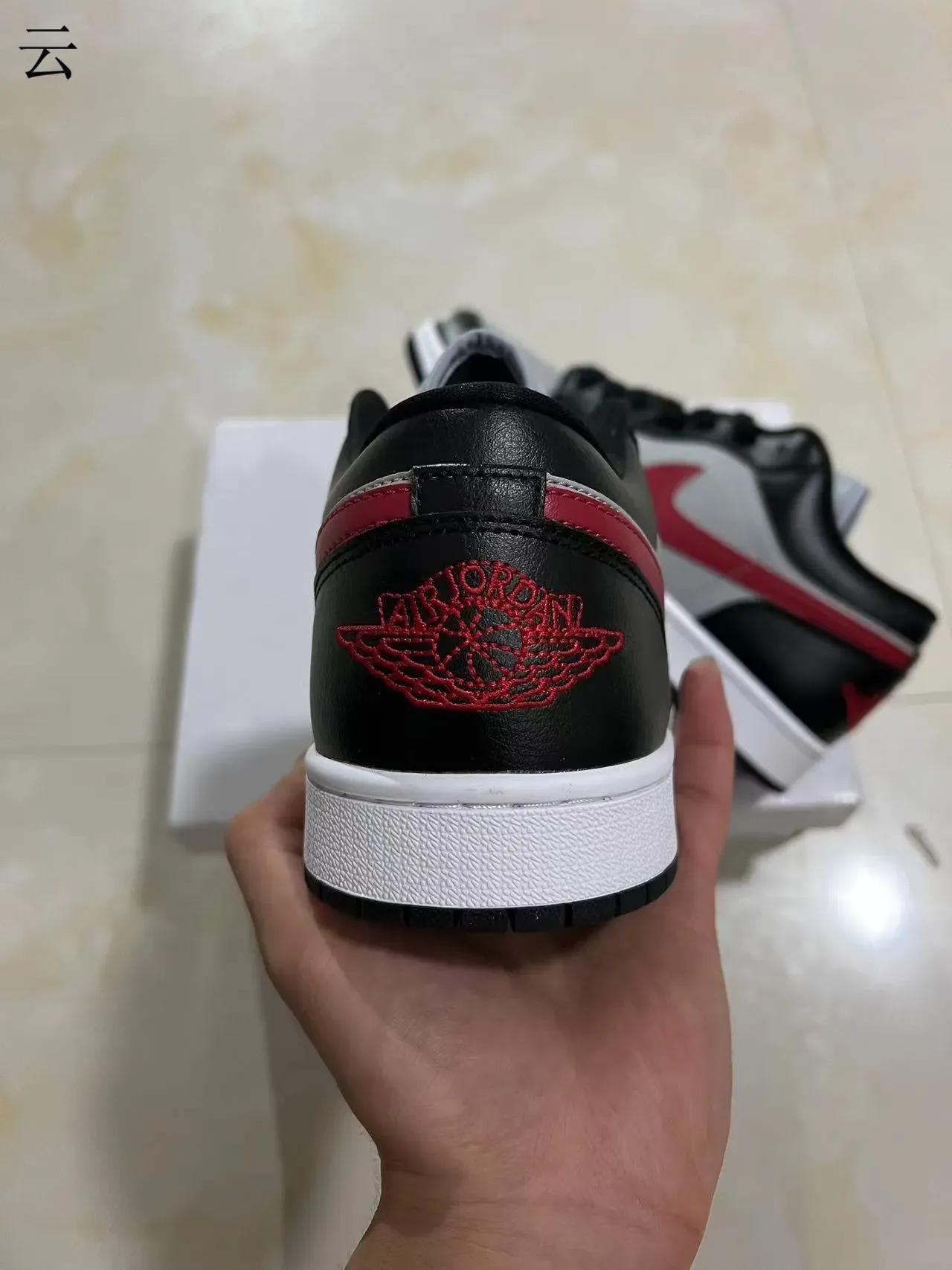 Nike Air Jordan 1 Low Black Gray Red Lifestyle Sneakers 8