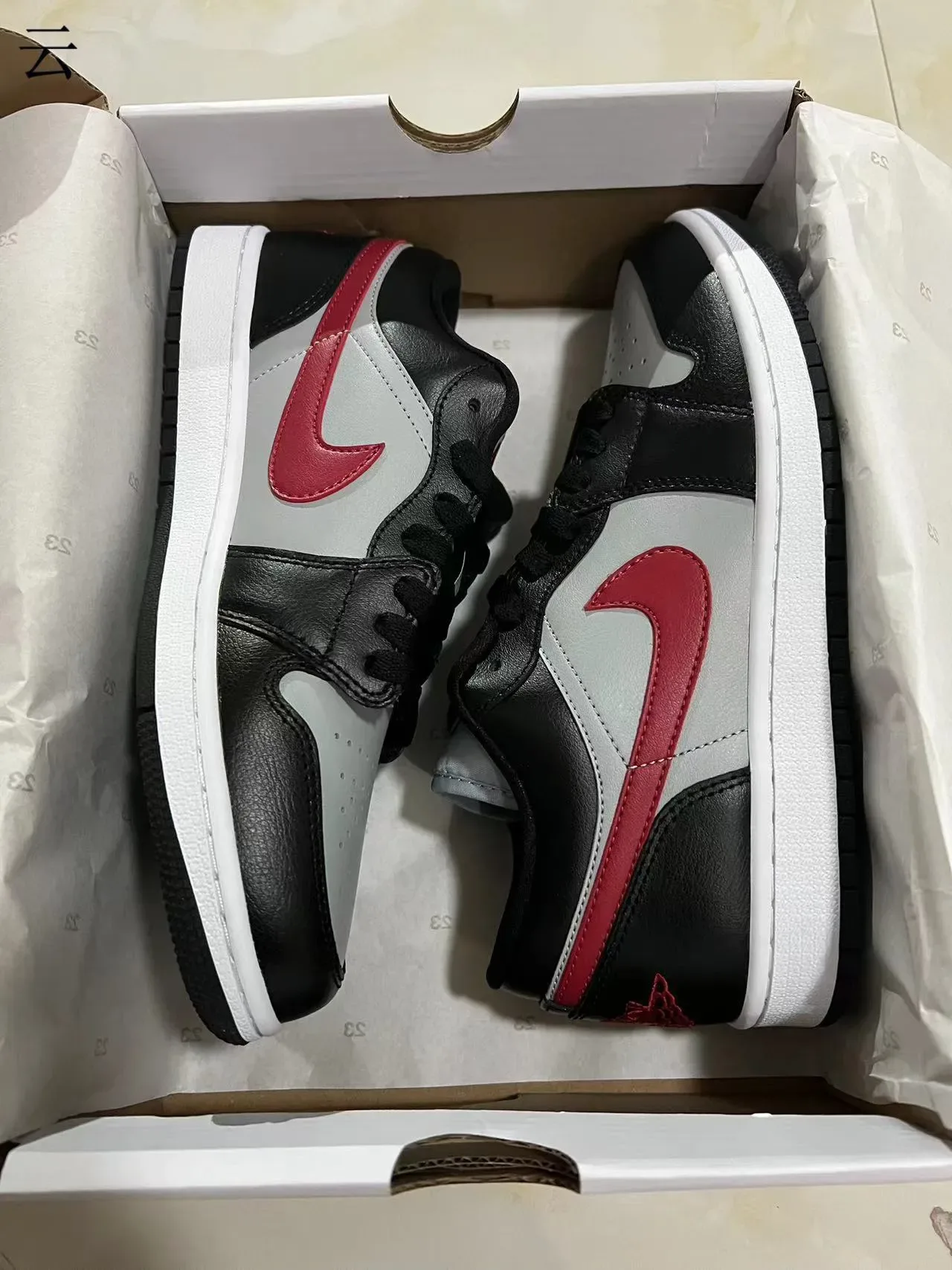 Nike Air Jordan 1 Low Black Gray Red Lifestyle Sneakers 9