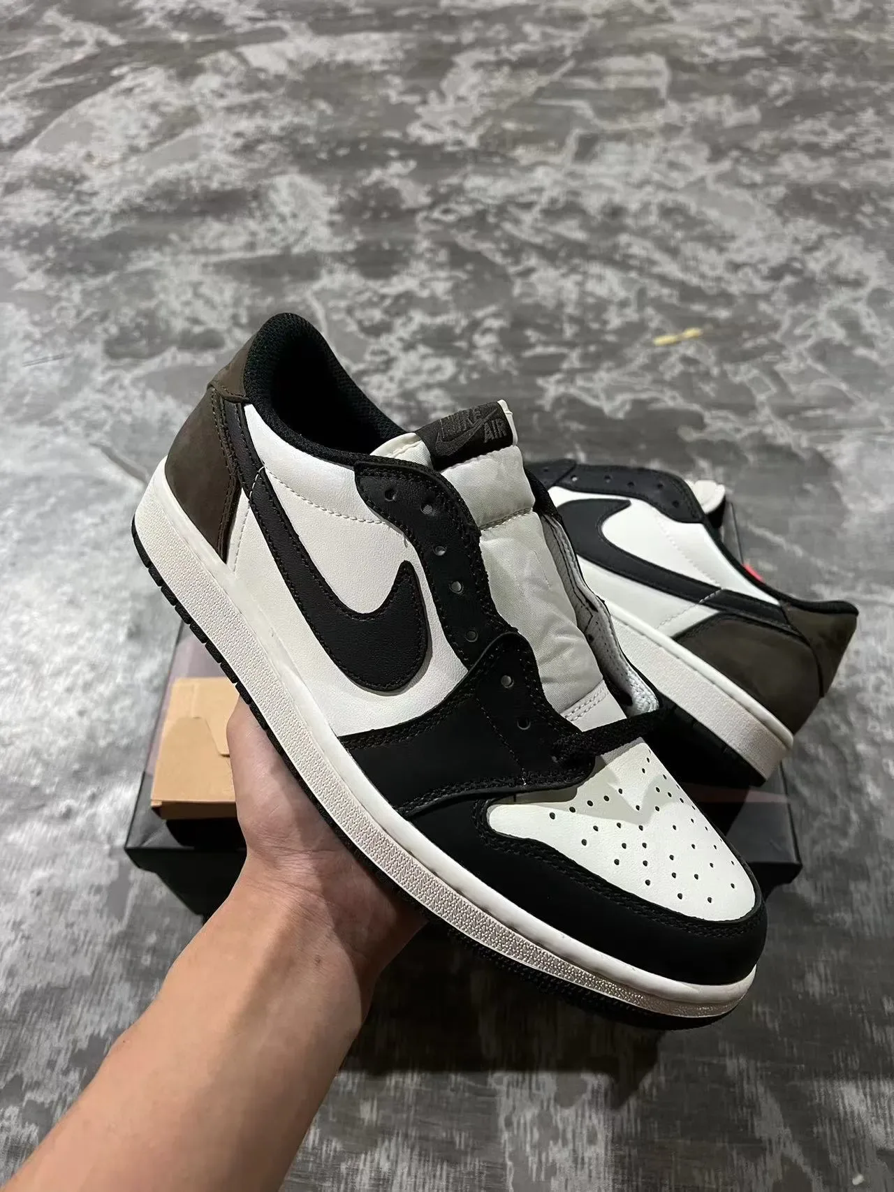 Nike Air Jordan 1 Low Black White Olive Lifestyle Sneakers 2